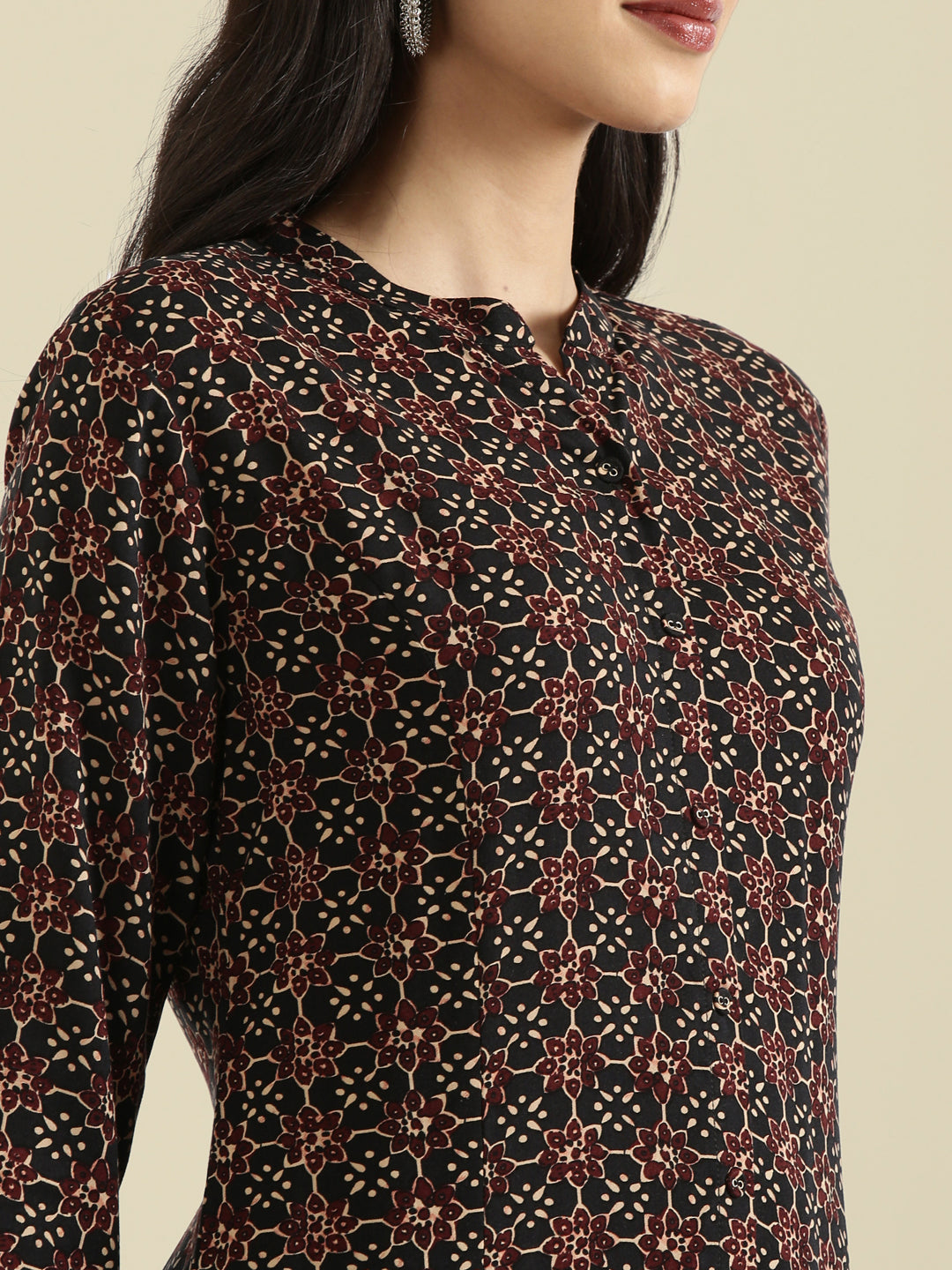 Viscose Ajrakh Print A-Line Kurta