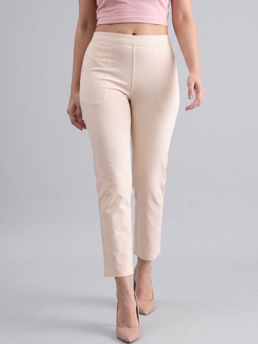 Ecru Cotton Stretch Kurti Pants