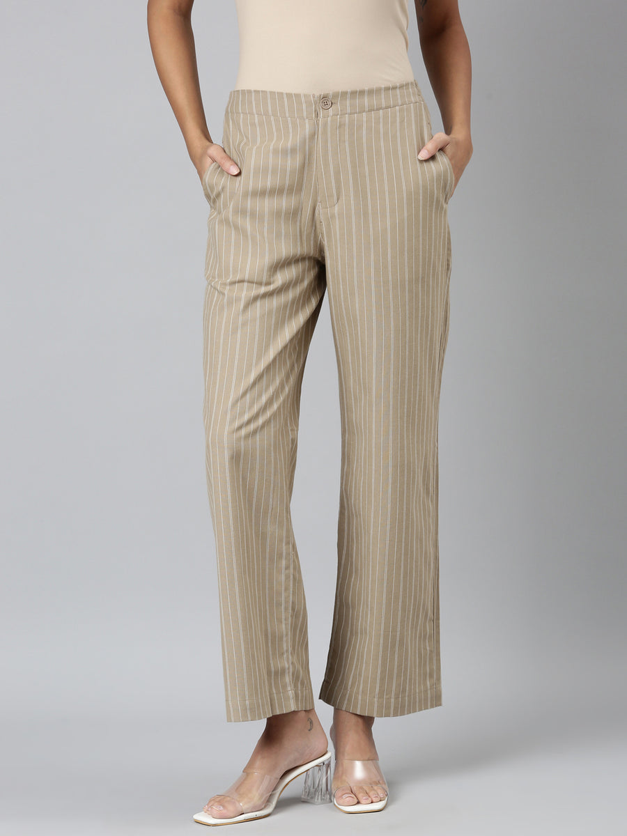 Kyo The Brand flare pants - part of s 3-piece set in light green pinstripe