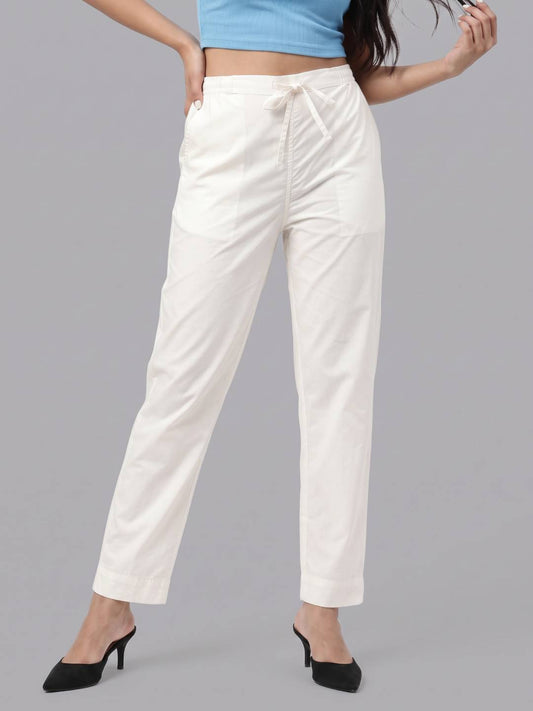 Cream Cotton Cambric Cotton Pants