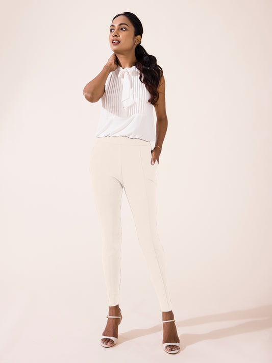 Light Beige Roma Ponte Pants
