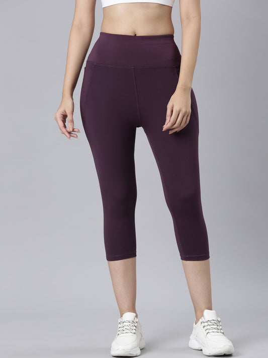 Purple Poly Stretch Training Capri
