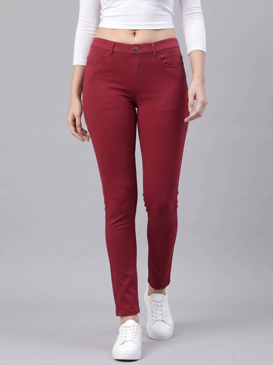 Cherry Cotton Polyester Super Stretch Jeggings