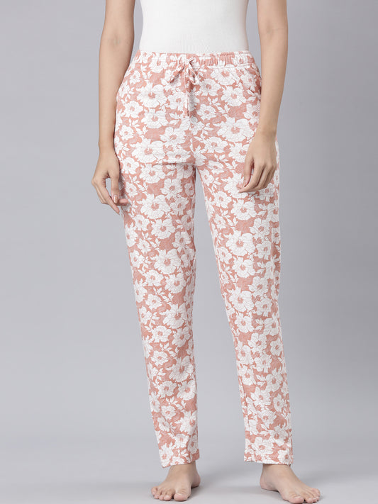 Coral Cotton Knit Printed Lounge Pants