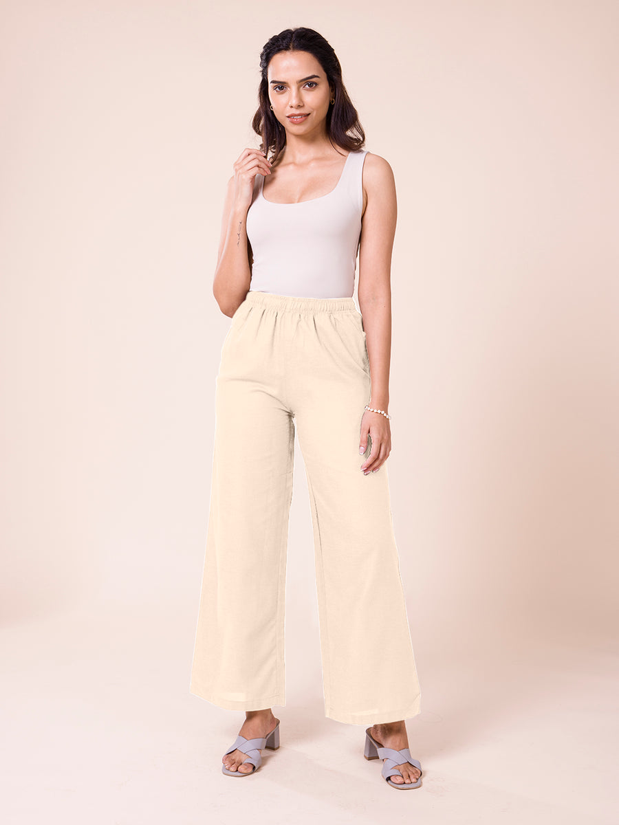 Beige Shimmer Palazzos