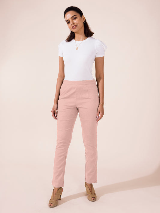 Dusty Pink Linen Pencil Pant