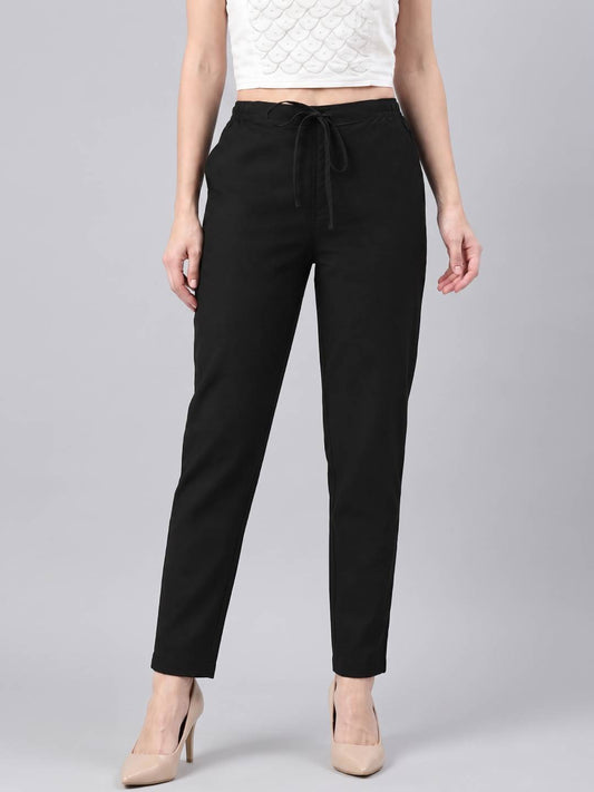 Black Cotton Cambric Cotton Pants