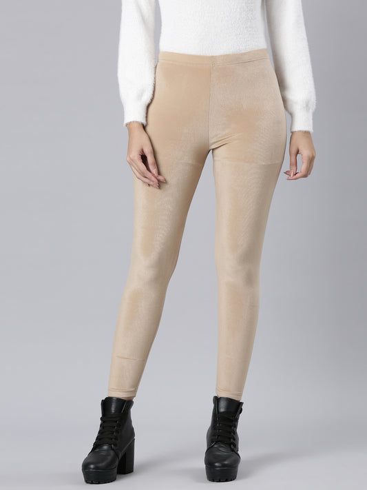 Beige Velour Leggings