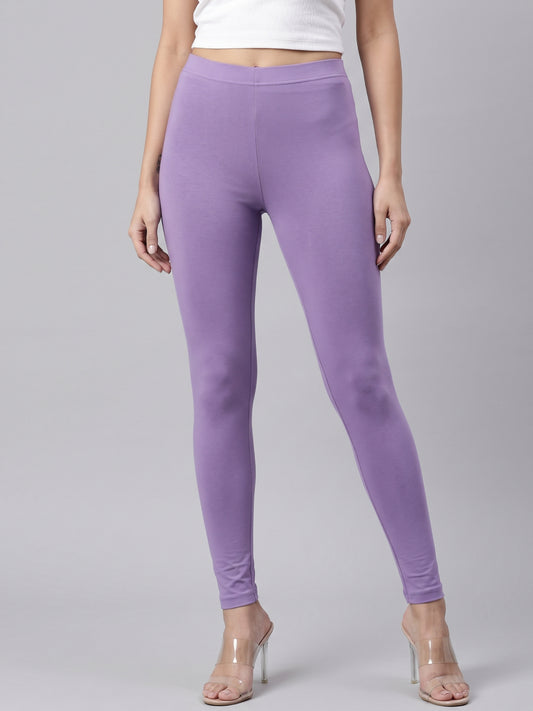 Lilac Cotton Stretch Ankle Length Leggings