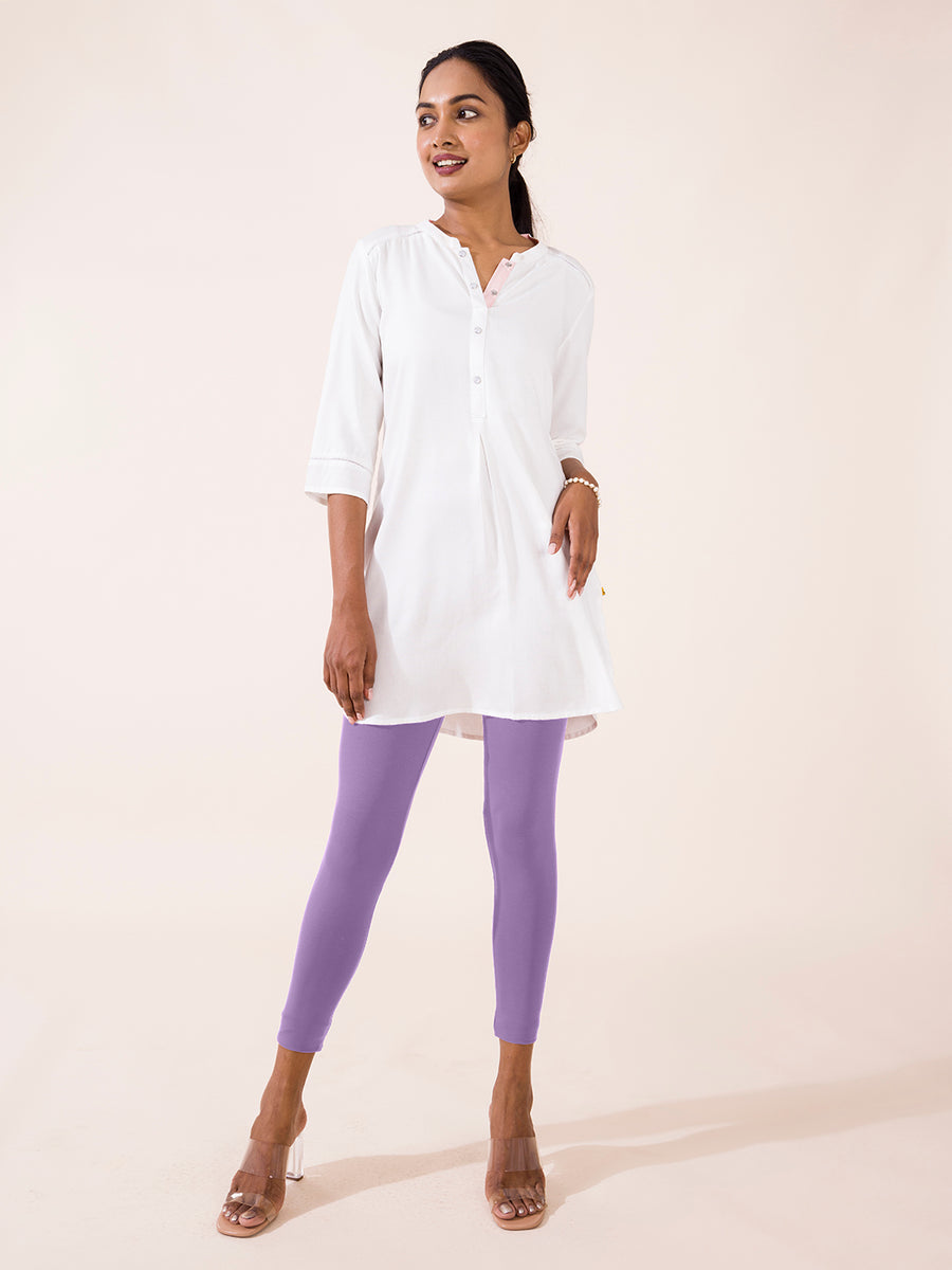 Buy Go Colors Women Solid Mauve Ankle Length Leggings online
