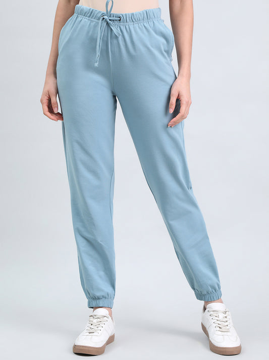 Dusty Blue Cotton Stretch Casual Joggers