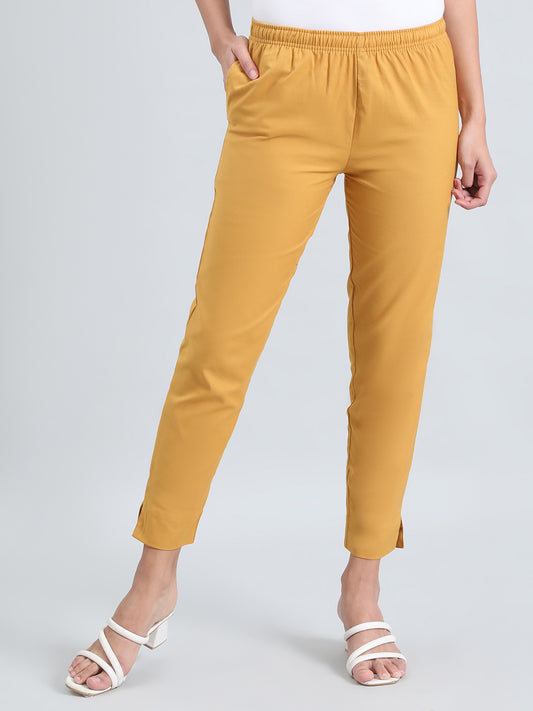 Light Mustard Cotton Pencil Pant
