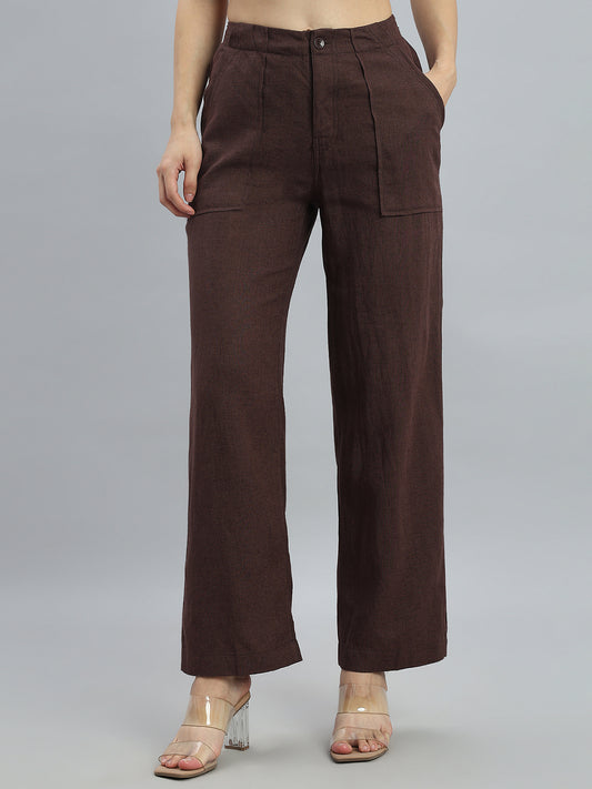 Brown Linen Cargo Pants
