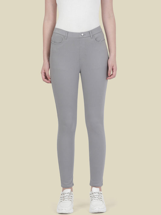 Ebony Grey Cotton Polyester Super Stretch Jeggings