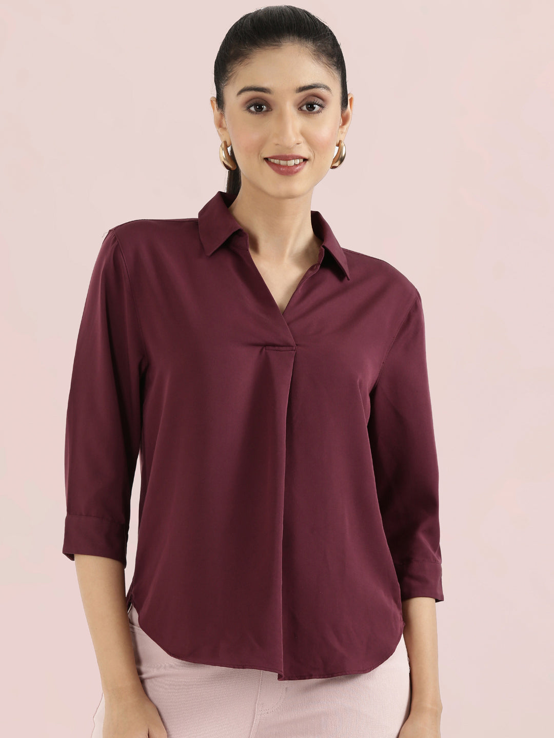 Rayon Polo Collar Top