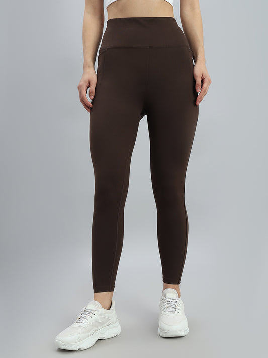Dark Brown Nylon Stretch Training Tights