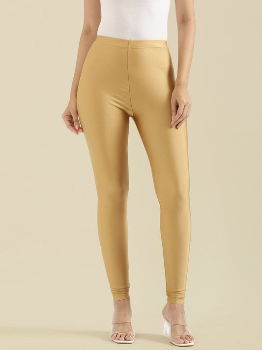 Bright Gold Nylon Stretch Shimmer Leggings