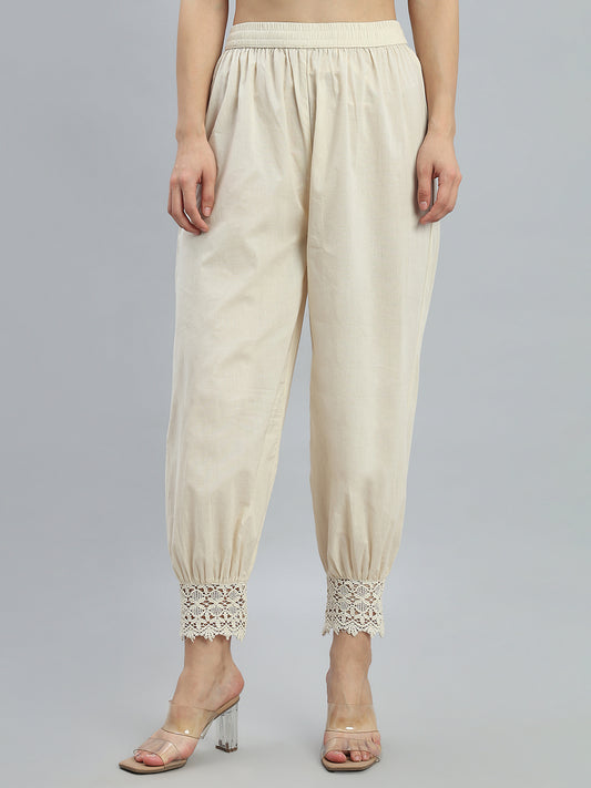 Cream Embroidered Lace Salwar