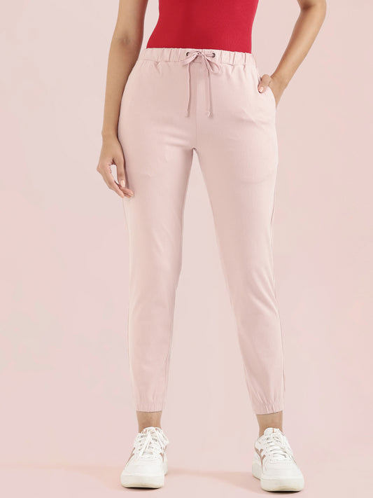 Light Pink Cotton Poly Stretch Cuffed Joggers