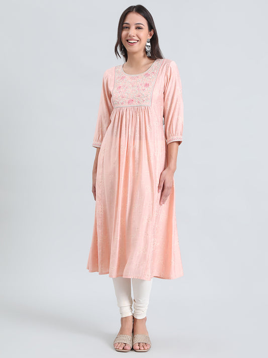 Viscose Bandhani Embriodery A-Line Kurta