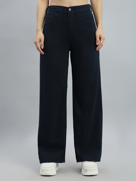 Navy Twill Wide Pants