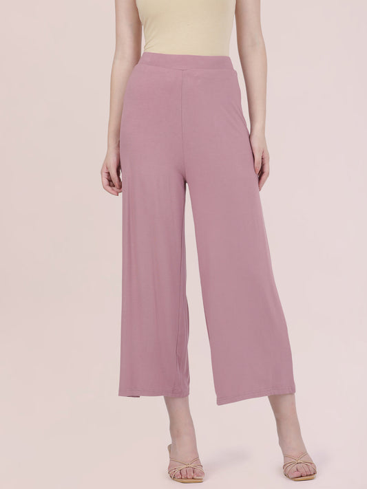 Light Wine Viscose Knit Palazzo