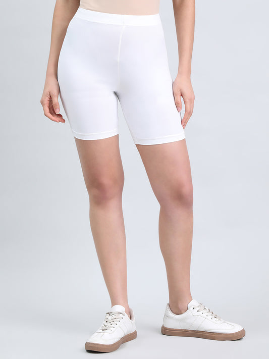 White Knit Seamless Cycling Shorts