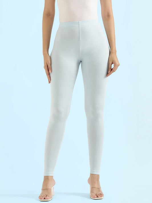 Pastel Blue Cotton Stretch Ankle Length Leggings