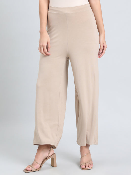 Dark Beige Viscose Knit Palazzo