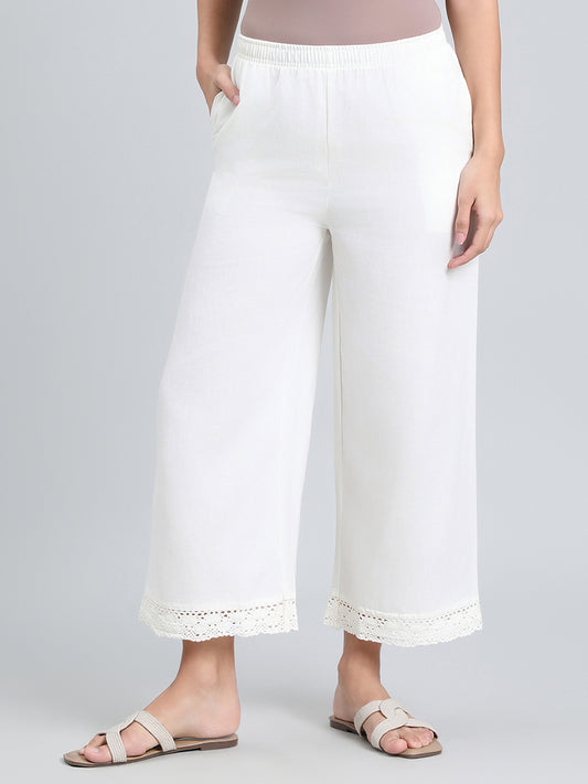 Cream Linen Lace Palazzo