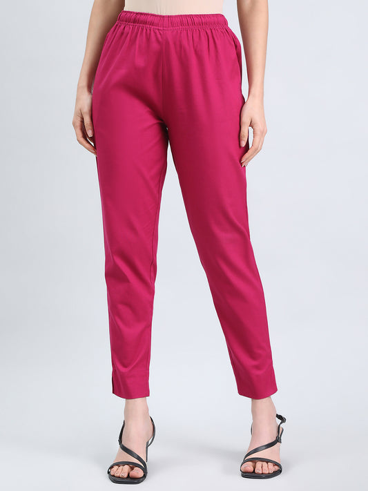 Dark Fuchsia Cotton Pencil Pant