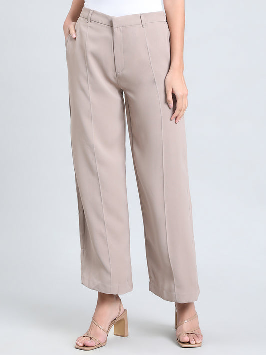 Light Chocolate Crepe Wide Trouser