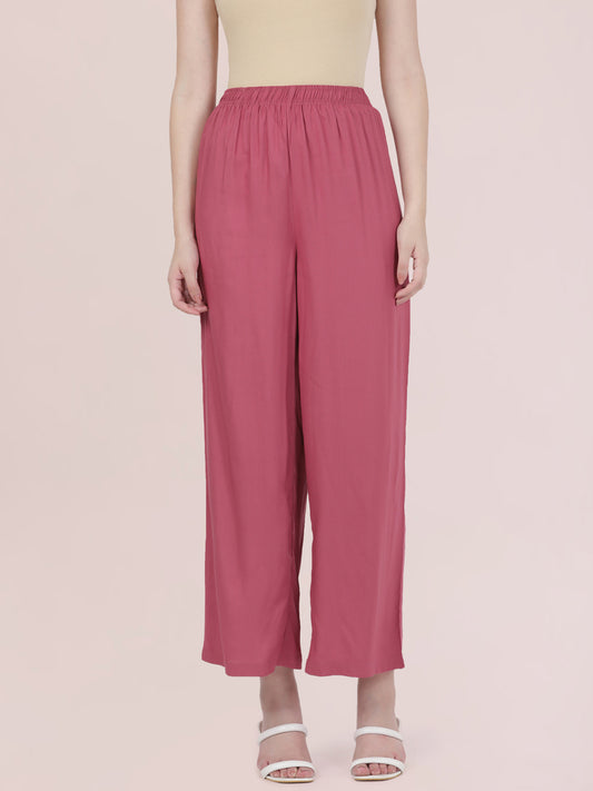 Light Wine Woven Viscose Basic Palazzo