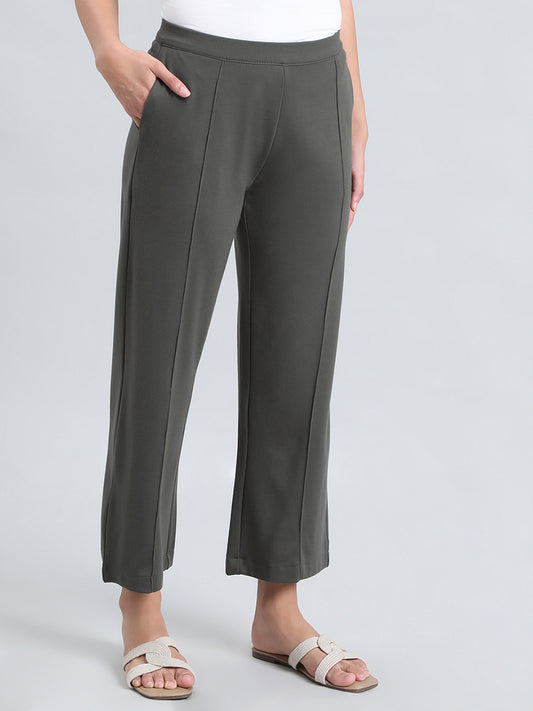 Olive Green Roma Ponte Wide Pants