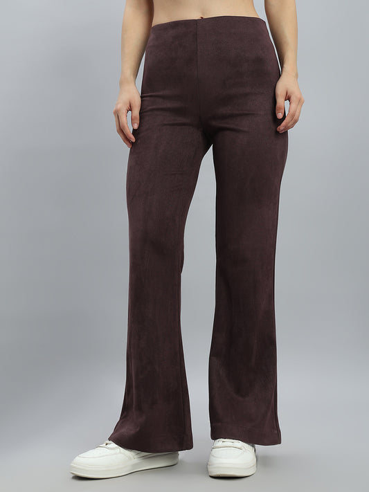Dark Wine Suede Bell Bottom