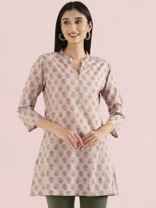 Cotton Sunflower Block Print Short Kurti