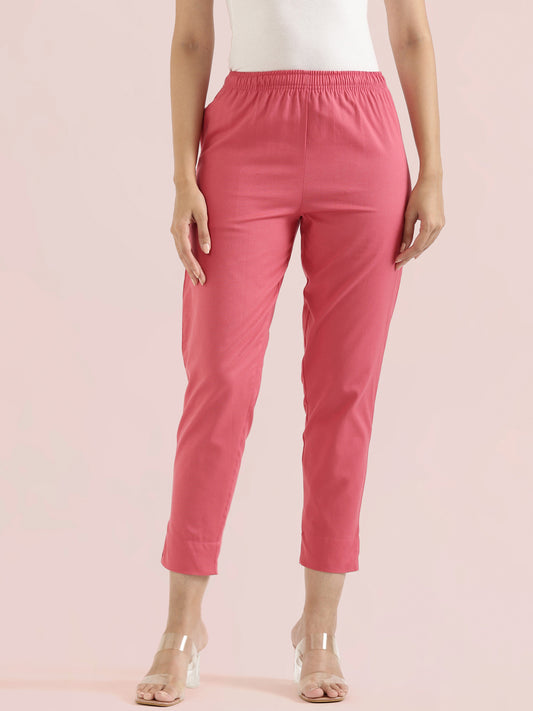 Coral Cotton Pencil Pant