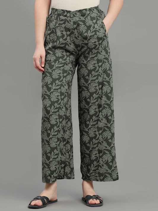 Green Viscose Printed Palazzo