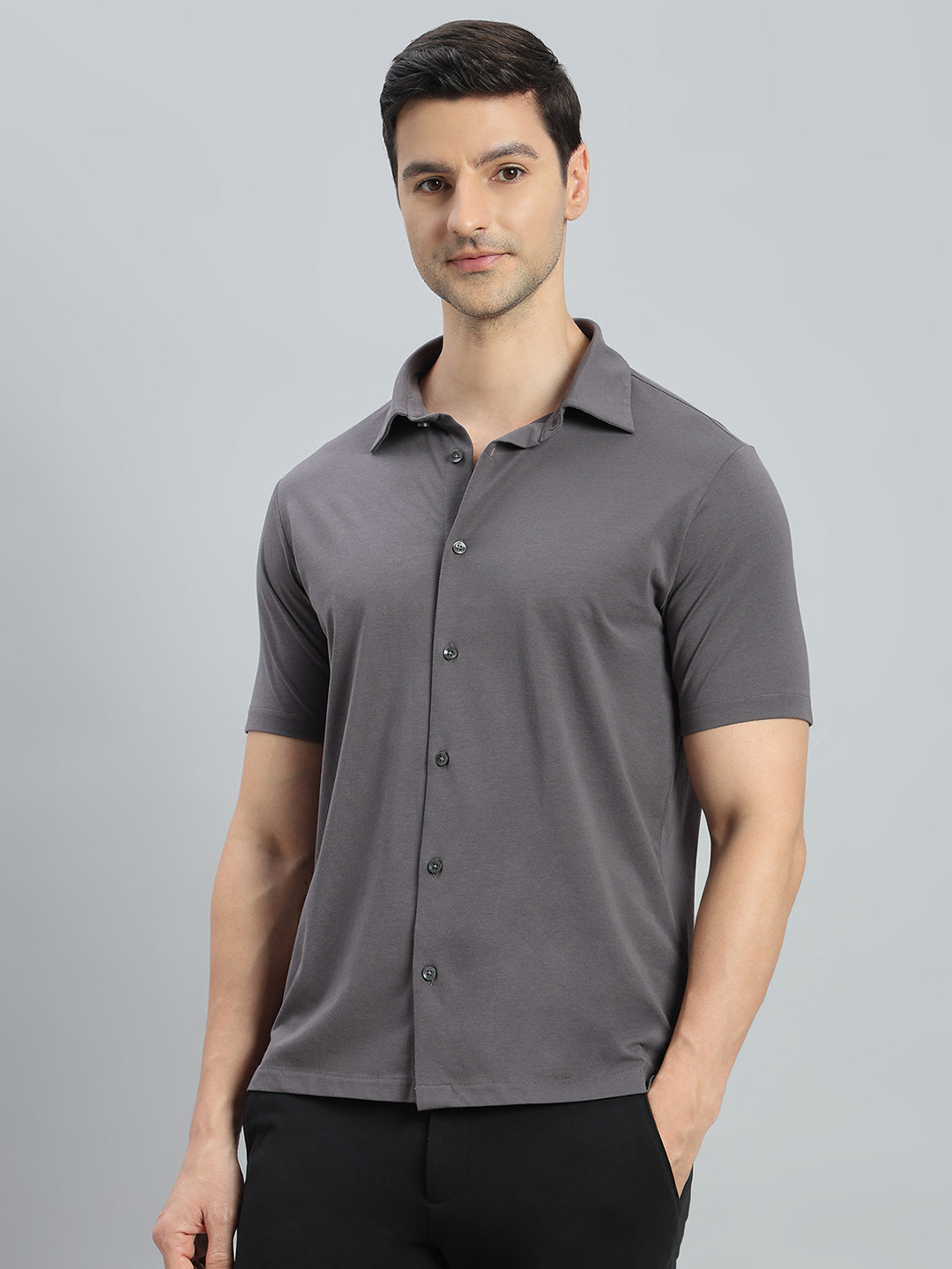 Cotton Stretch Half Sleeves Knit Shirt