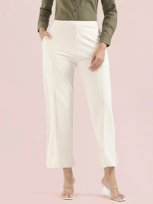 Cream Ponte Wide Pants