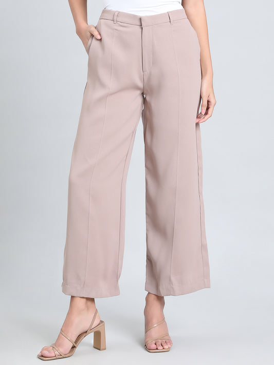 Dusty Pink Crepe Wide Trouser