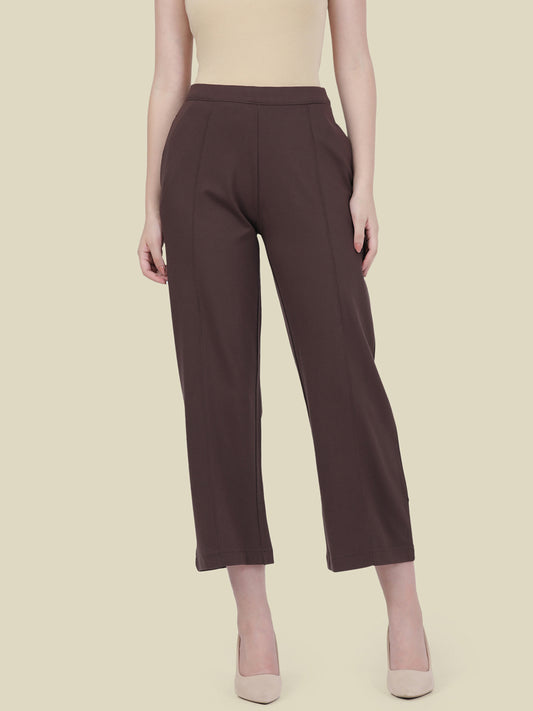 Dark Brown Ponte Wide Pants