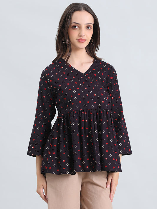Cotton Bandhani Dot Print Peplum Blouse