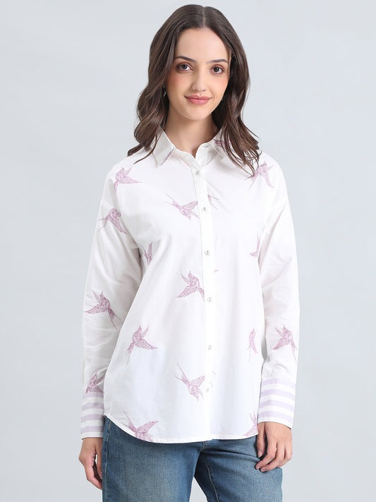 Cotton Embroidered Oversized Shirt