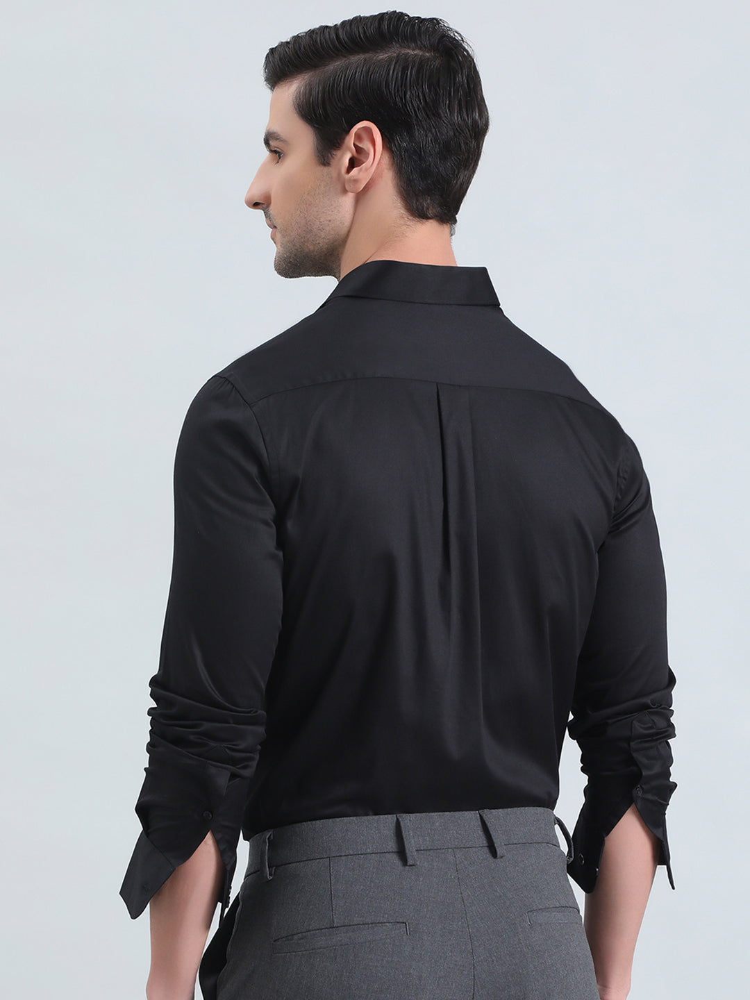 Cotton Stretch Slim Fit Satin Shirt