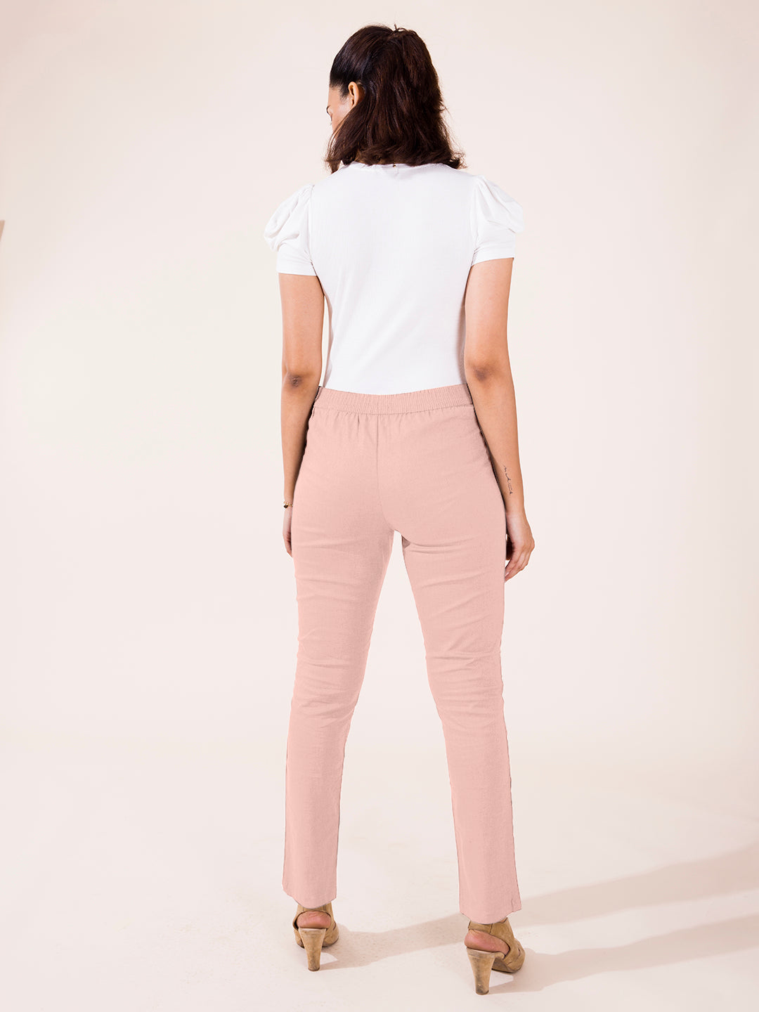 Dusty Pink Linen Pencil Pant