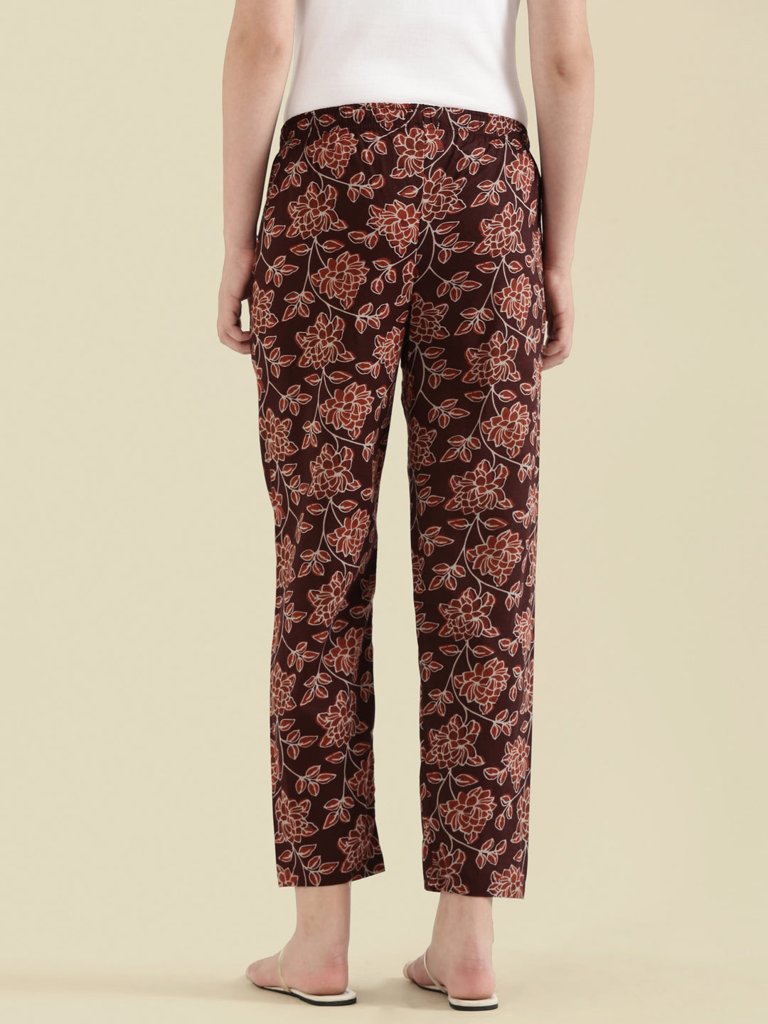 Maroon Cotton Woven Printed Lounge Pants