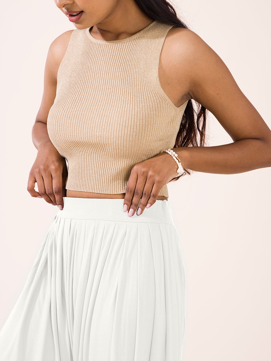 Ecru Viscose Stretch Patiala