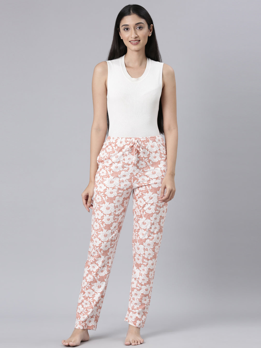 Coral Cotton Knit Printed Lounge Pants