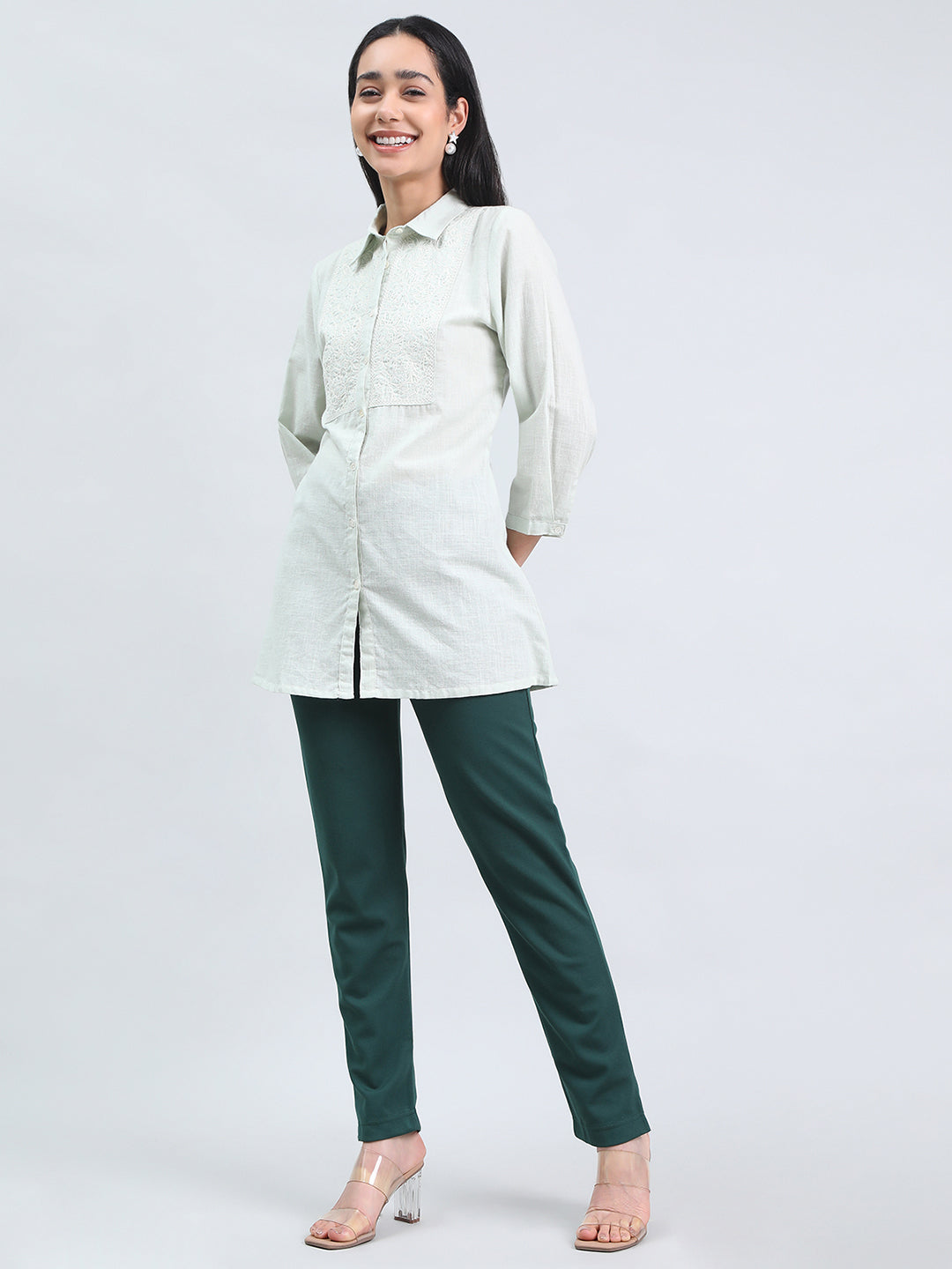 Bottle Green Ponte Smart Fit Kurti Pant